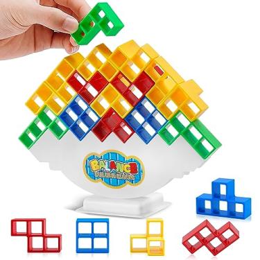 Tetra Tower Game,32 pcs Tetris Tower Balance Board Game for Kids