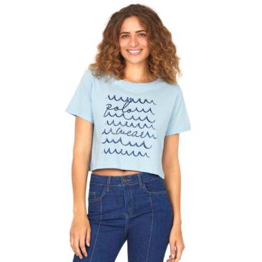 Imagem de Camiseta Curta Feminina Malha Collection Ondas Polo Wear Azul Claro