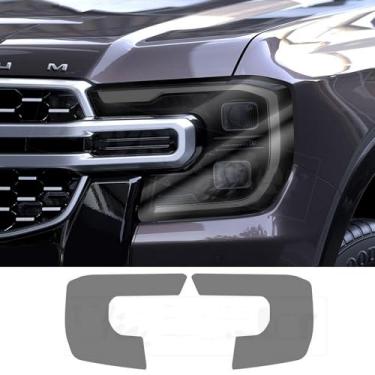 Imagem de LAVIYE 2 Pcs Car Headlight Anti proteção contra riscos Filme transparente fumo adesivo TPU preto, para Ford Ranger 2023 2024 T9 Wildtrack Raptor Acessório