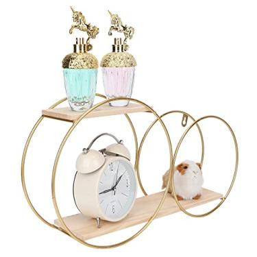Imagem de Prateleira suspensa montada na parede, prateleira de parede metálica redonda Prateleiras flutuantes decorativas Prateleira de armazenamento suspensa para banheiro, sala de estar, cozinha, quarto, escr