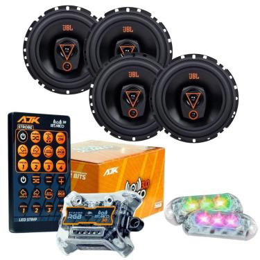 Imagem de Kit 4 Alto Falantes Triaxiais JBL 6TRMS80 320 Watts Rms + Kit 2 Strobo AJK 6W Ritimico 3.0