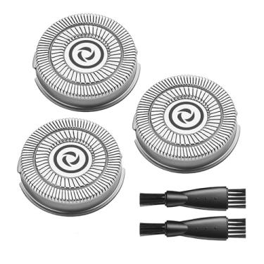 Imagem de Lâminas de substituição de rosto bonito para cabeça de substituição Handsomeface, barbeador elétrico para homens, barbeador rotativo, pacote com 3 cabeças de substituição, 2 escovas de limpeza