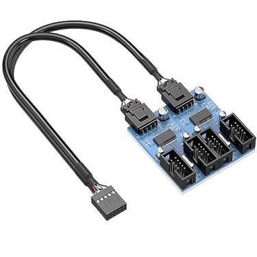 Imagem de LNHCAW Placa mãe USB 2.0 divisor USB 9 pinos conector multiplicador 1 macho para 4 portas fêmea divisor adaptador extensão cabo hub placa cabeçalho