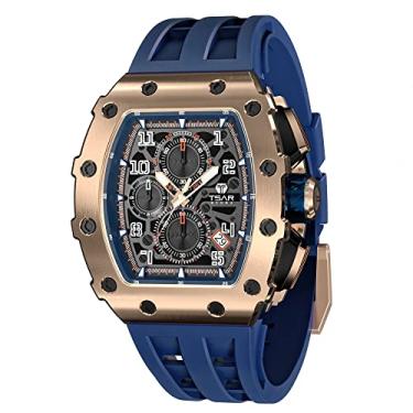 Imagem de TSAR BOMBA Relógios de pulso masculinos de luxo com cristal de safira, movimento de quartzo japonês, cronógrafo, pulseira de borracha, resistente à água, design clássico, mergulhador, luminoso, melhor presente para homens