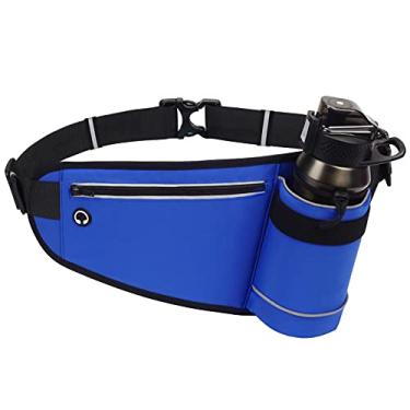 Imagem de HB1 Bolsa para cinto de hidratação para esportes ao ar livre com suporte para garrafa de água, impermeável, fitness, corrida, caminhada, acampamento, ciclismo, caminhada, mochila de cintura, azul