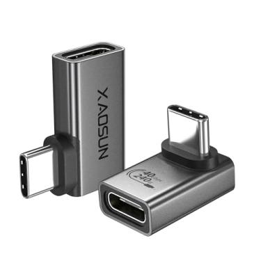 Imagem de XAOSUN Pacote misto de adaptador USB C para C de 90 graus (240W 40Gbp 8K), adaptador USB C macho para USB C fêmea, extensor de dados de alimentação USB4 tipo C para rog Ally, Steam Deck, Dock, iPhone