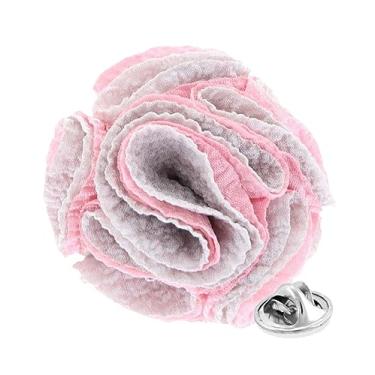 Imagem de Vittorio Vico Broche de lapela de flor seersucker formal em dois tons masculino - broche, flor na lapela para homens, 2.5" (6.36CM), Poliéster, Não aplicável