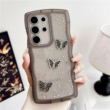 Imagem de Para samsung galaxy s24 s23 ultra s22 plus s21 s20 fe a05 a73 a54 a55 a25 a15 nota 20 glitter capa, preto, para samsung a05