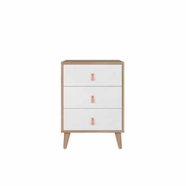 Imagem de Mesa de Cabeceira IVVIE 3 Gavetas Madeira/Branco