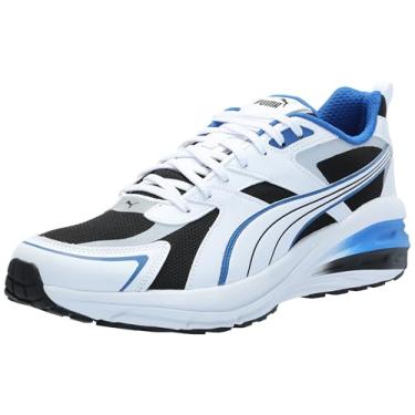 Imagem de PUMA Tênis masculino de couro hipnótico, preto, cinza forte, 42, Branco-Team Royal-preto, 42