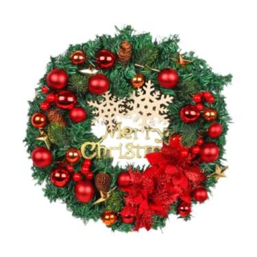 Imagem de Generic Guirlanda de Natal decorada com enfeites de bola Decoração para festa de fim de ano Guirlanda de porta de entrada Guirlanda artificial para casa de