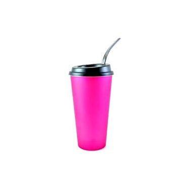 Imagem de Copo de Tereré Verão Neon Rosa com Tampa e Bomba - Tereré Maringá