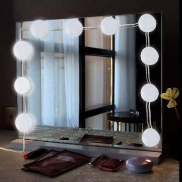 Imagem de Luz De Espelho 10 Lampadas Led Usb Maquiagem Camarim Make Feminina Bar