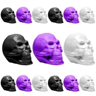 Imagem de 12 Caveiras de Decoração Crânio Festa Halloween Dia dos Mortos Lembran
