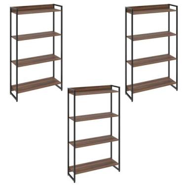 Imagem de Kit 3 Estantes Multiuso Escritório Industrial 4 Prateleiras Areta 145x