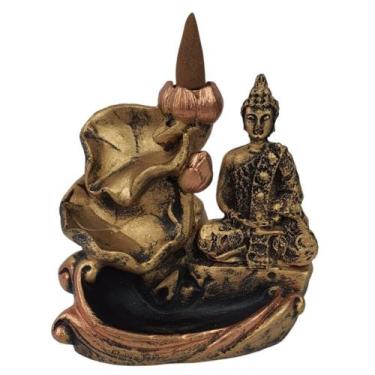 Imagem de Incensario cascata gr. flor vertical buda hindu meditando - DECORE CAS