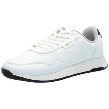 Imagem de BOSS Tênis masculino de cano baixo misto de couro, Branco lichia, 45