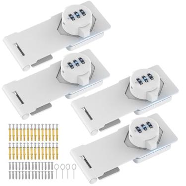 Imagem de MeBantoo Fechaduras com senha de armário doméstico, fechaduras de armário com combinação, trava deslizante de segurança para porta para pequenas portas de celeiro, banheiro, ao ar livre, jardim