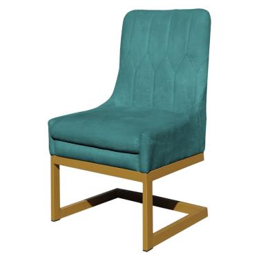 Imagem de Cadeira Decorativa Valentina Base Dourada Veludo Azul Turquesa - Montanaris Decor