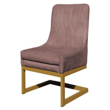 Imagem de Cadeira Decorativa Valentina Base Dourada Veludo Rosê- Montanaris Decor