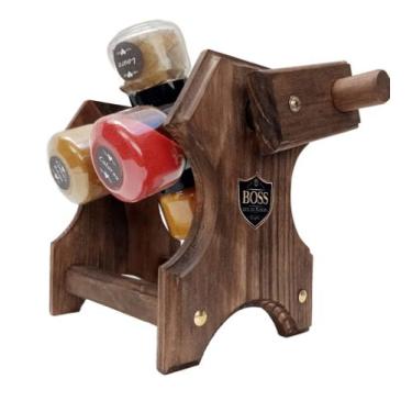 Imagem de Porta Temperos Giratório com manivela e 06 Potes - Boss Arte em Madeir