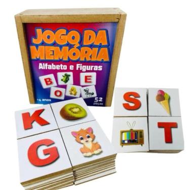 Imagem de Jogo da Memória em Madeira MDF - Figura e Letra Inicial do Alfabeto Co