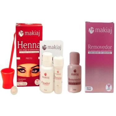 Imagem de Kit Sobrancelha Makiaj Henna E Removedor Extrato Camomila Profissional