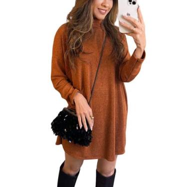 Imagem de Vestido Manga longa Poncho Plus Size Em Lanzinha Quentinho Moda Outono