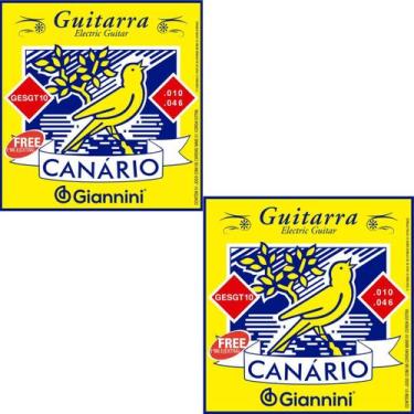 Imagem de Kit 2 Encordoamento Guitarra Giannini Canário GESGT10 Aço 0.010