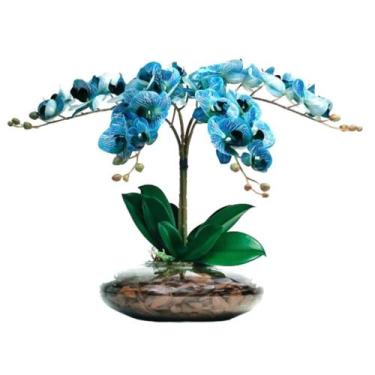 Imagem de Arranjo Flores 4 Orquídeas Azul Toque Real Vaso Grande - La Caza Store