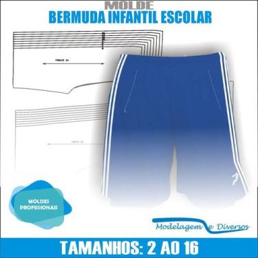 Imagem de Molde Bermuda Elanca infantil Escolar, Modelagem&Diversos, Tamanhos 2 