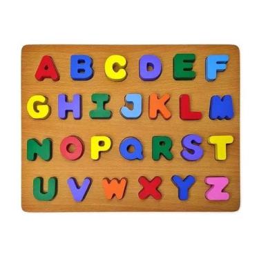 Imagem de Brinquedo didático de madeira letra alfabetica coloridas - DM BRASIL