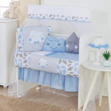 Imagem de Kit Trança Mini Berço Lindo 11pçs Com Saia - Azul - Sara enxovais