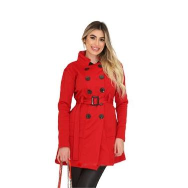 Imagem de Sobretudo Feminino Botões Casaco de Frio Grosso - Dane modas, Vermelho