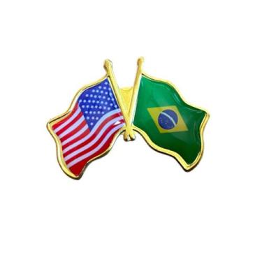 Imagem de Bótom Pin Broche Pin Bandeira Brasil X Estados Unidos Eua - Brasil Est