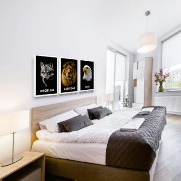 Imagem de Decoração Escritório Quadros Leão Lobo Águia Moldura - Looks Objetos d