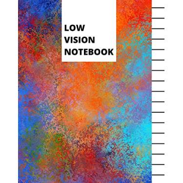 Imagem de Low Vision Notebook: Bold Lined Paper For Visually Impaired | Blue & Red Color Splash (Low Vision Writing Paper)