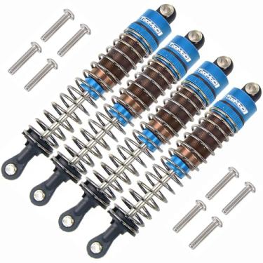 Imagem de TOOMOD Kit de amortecedores com óleo RC 1/10 80 mm para Tamiya TRX4 Axial SCX10 D90 Crawler Car Monster Car Upgrades Peças de substituição (azul)