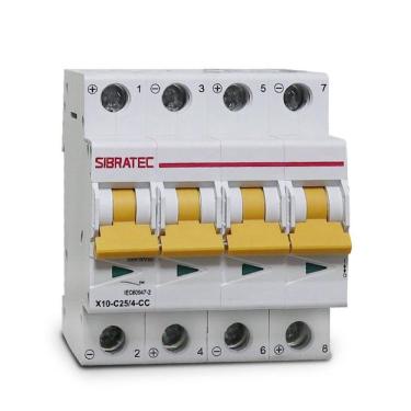 Imagem de Disjuntor tipo DIN para Corrente Contínua Tetrapolar X10 C25/4-CC 25A -10Ka Ruptura - 1000Vcc -Fotovoltaico