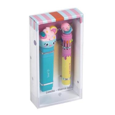 Imagem de Caneta Esferográfica Divertida 0.7mm c/10 Cores + Marca-Texto Big Tutt