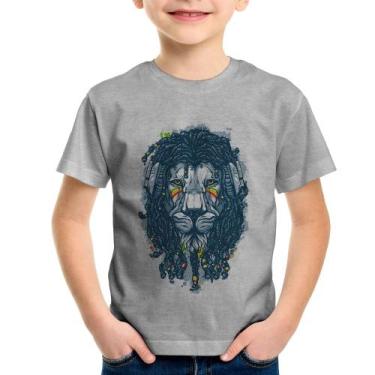 Imagem de Camiseta Infantil Leão Reggae - Foca na Moda, Cinza, 14