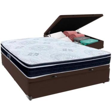 Imagem de Cama Box Baú Viúvo Marrom + Colchão Orthosono D33 Anjos