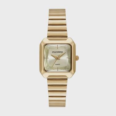 Imagem de Relogio Mondaine Feminino Ref: 32584lpmvde1 Retangular Dourado