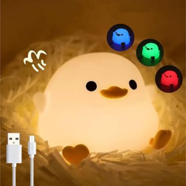 Imagem de IFTHFOUR DoDo Duck Luz Noturna, Lâmpada LED de Silicone Regulável, Recarregável com Sensor de Toque USB-C para Cabeceira, RGB e Luz Branca Quente para Crianças, Quartos, Decoração de Dormitório e
