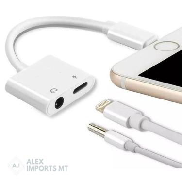 Imagem de Adaptador Iphone Dual P2 + Lightning Carrega Barato