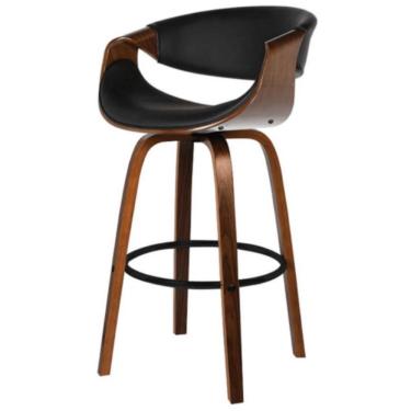 Imagem de Banqueta Giratória Nicole Rivatti Madeira álamo Revestimento Poliuretano (pu) Preto Base Madeira