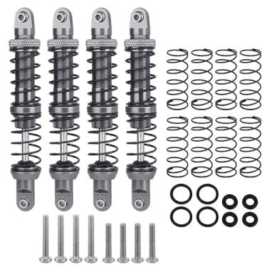 Imagem de Pothyes Amortecedor de choque dianteiro traseiro de metal para peças de atualização RC de caminhão monstro 1/10 Traxxas MAXX (cinza)