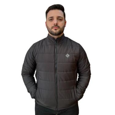 Imagem de Jaqueta puffer unissex adulto com zíper e bolsos - Reziê, Preto, P