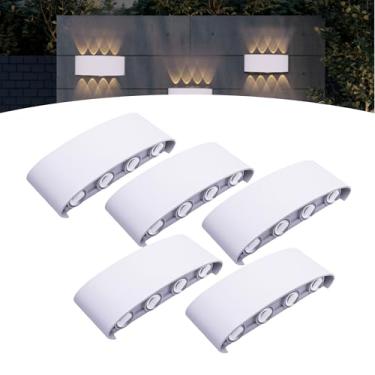 Imagem de Kit 5 Arandela Meia Lua Led 8w 8 Fachos Ip66 Bivolt 3000k (Branco)