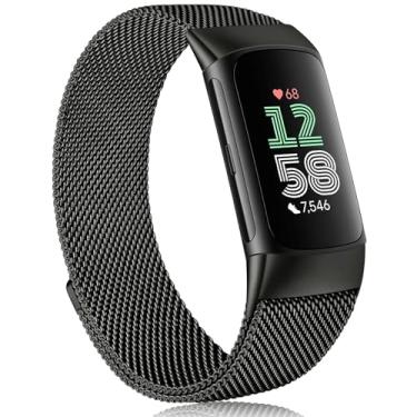 Imagem de Meliya Pulseiras de reposição para Fitbit Charge 6 para mulheres e homens, pulseira magnética ajustável de aço inoxidável compatível com Fitbit Charge 6 Fitness Tracker (preto)